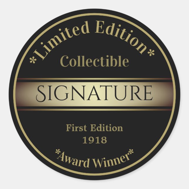 Adesivo Assinatura Produto Coletor Preto e Dourado (Frente)