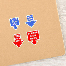 Adesivo Assine Aqui (Seta de Assinatura) Azul Vermelho