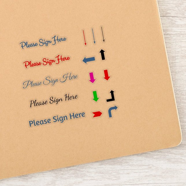 Adesivo Assine aqui setas (sign here)