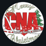 Adesivo Assistente de Enfermagem Certificado CNA CHRISTMAS<br><div class="desc">Assistente de Enfermagem com Certificação CNA CHRISTMAS BIG RED ACRONYM MERRY CHRISTMAS - Celebração</div>