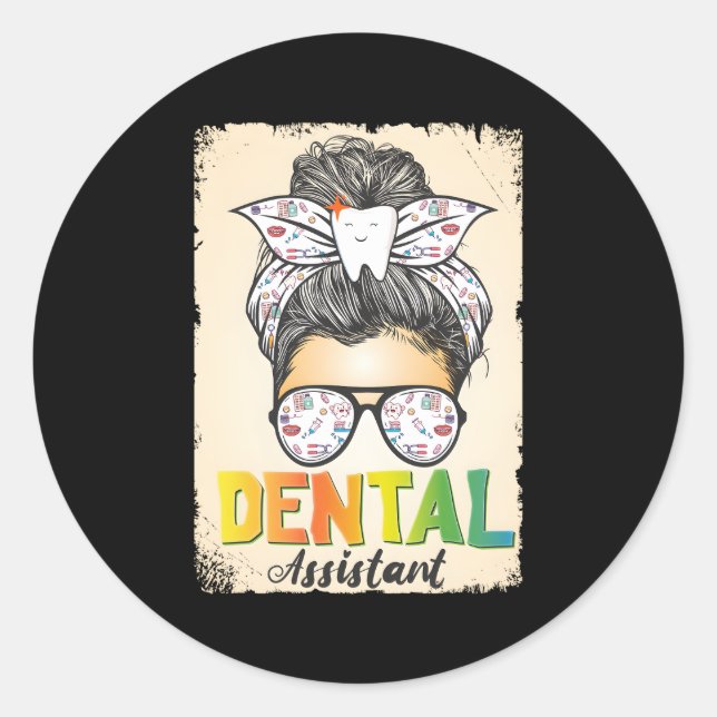 Adesivo Assistente Dental Messy Bun Hygienist Oral (Frente)