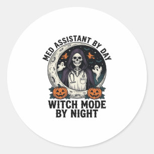 Adesivo Assistente Médico Bruxas de Halloween Gravura Vint