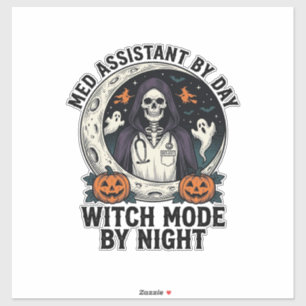 Adesivo Assistente Médico Bruxas de Halloween Gravura Vint