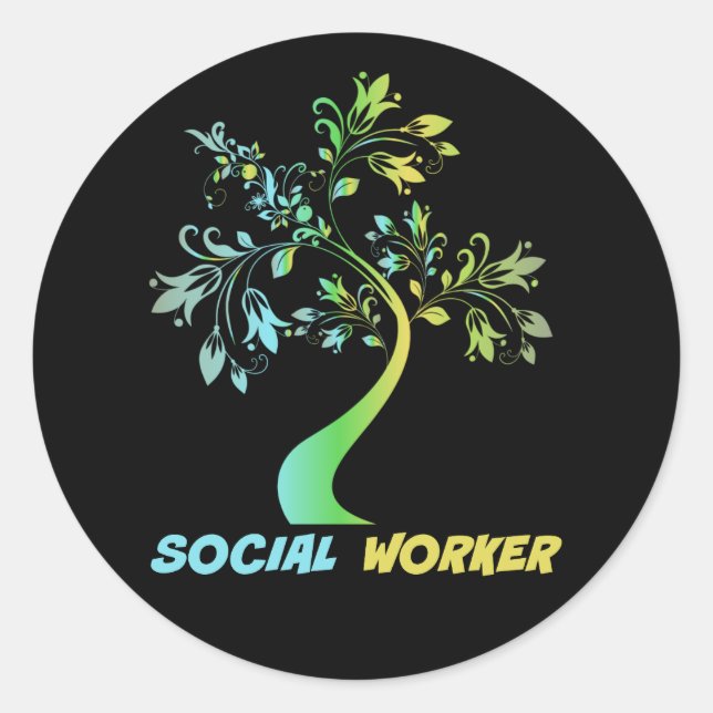 Adesivo Assistente Social, Gráficos Florais (Frente)