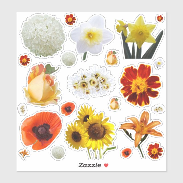 Adesivo Assorted White Yellow Orange Flowers (Folha)