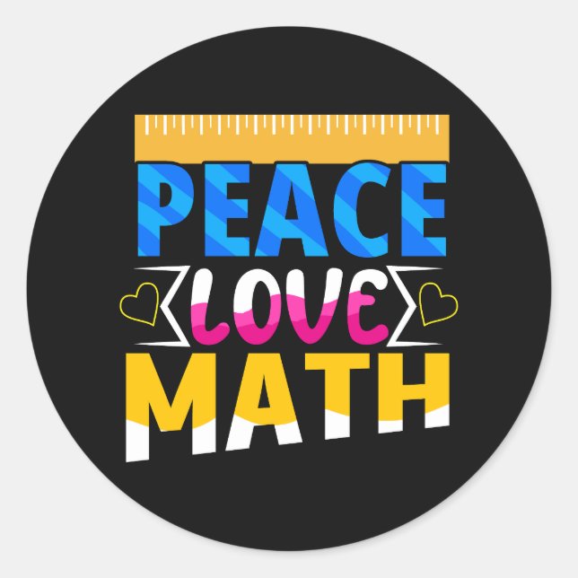 Adesivo Assunto da Escola de Matemática Peace Love (Frente)