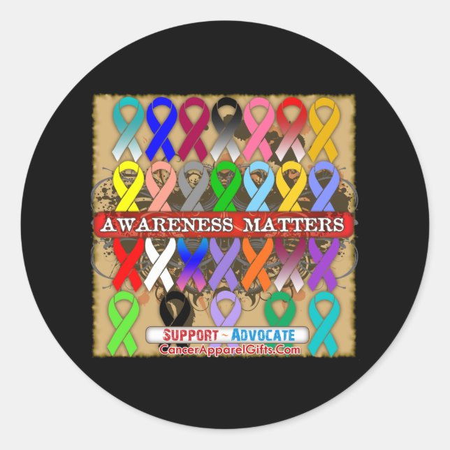 Adesivo Assuntos de Sensibilização - Fitas de Cancer (Frente)