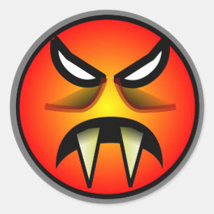 Adesivo Assustador circularmente & cara má alaranjada do