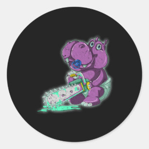 Adesivo Assustador Hippo Assustador Vaporwave Animal Chain