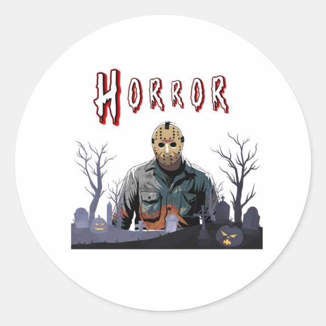 Adesivo Assustador Jason Horror Scene Sticker Spooky Hallo (Frente)