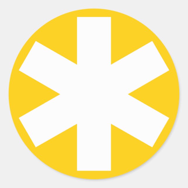 Adesivo Asterisco - Branco sobre âmbar (Frente)