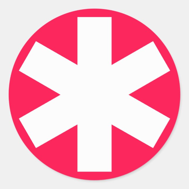 Adesivo Asterisco - Branco sobre o Vermelho Crimson (Frente)