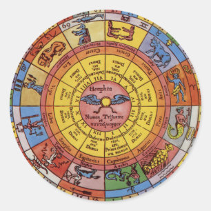 Adesivo Astrologia Antiquada da Vintage, Roda Zodiac Celes