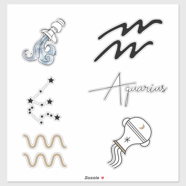 Adesivo Astrologia Aquarius estrelas de aniversário (Folha)