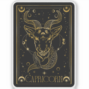 Adesivo Astrologia do Capricórnio Zodiac Preto e Dourado S