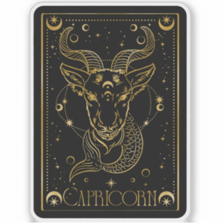 Adesivo Astrologia do Capricórnio Zodiac Preto e Dourado S