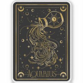 Adesivo Astrologia Zodiac Aquarius Preto e Dourado Sticker