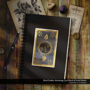 Adesivo Astrologia Zodiaca Escura: Leo Black & Dourado