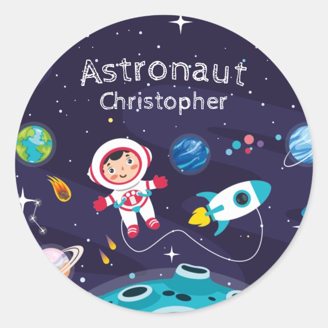 Adesivo Astronaut child on the moon, monogrammed name  (Frente)
