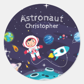 Adesivo Astronaut child on the moon, monogrammed name 
