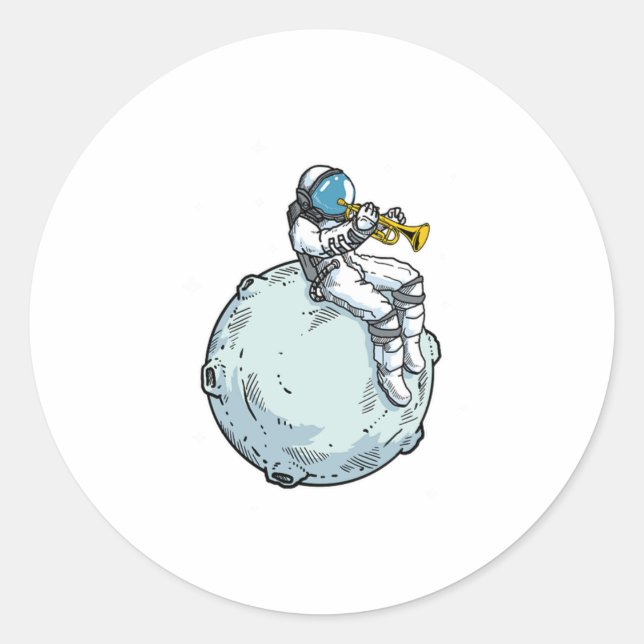 Adesivo Astronaut Playing Trumpet Music Trumpet Lover Gift (Frente)