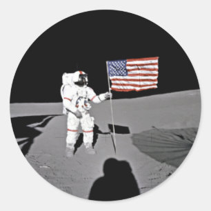 Adesivo Astronauta Alan Shepard, Bandeira Americana na Lua