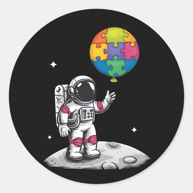 Adesivo Astronauta Astronauta Balão sobre Autismo Espacial (Frente)