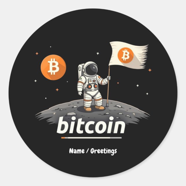 Adesivo Astronauta da Lua Crypto Bitamt Design BTC (Frente)