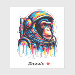 Adesivo Astronauta de Chimpanzé com Pinta