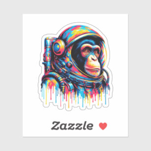 Adesivo Astronauta de Chimpanzé com Pinta