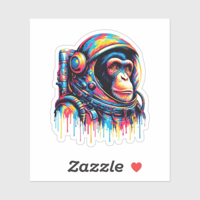 Adesivo Astronauta de Chimpanzé com Pinta (Folha)