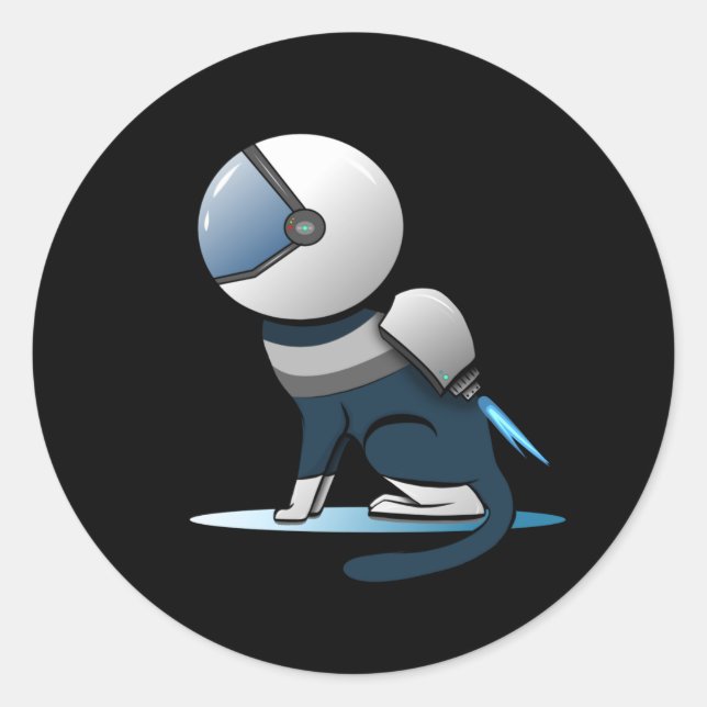 Adesivo Astronauta de Gato Espacial Voando (Frente)