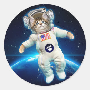 Adesivo Astronauta de gato no espaço