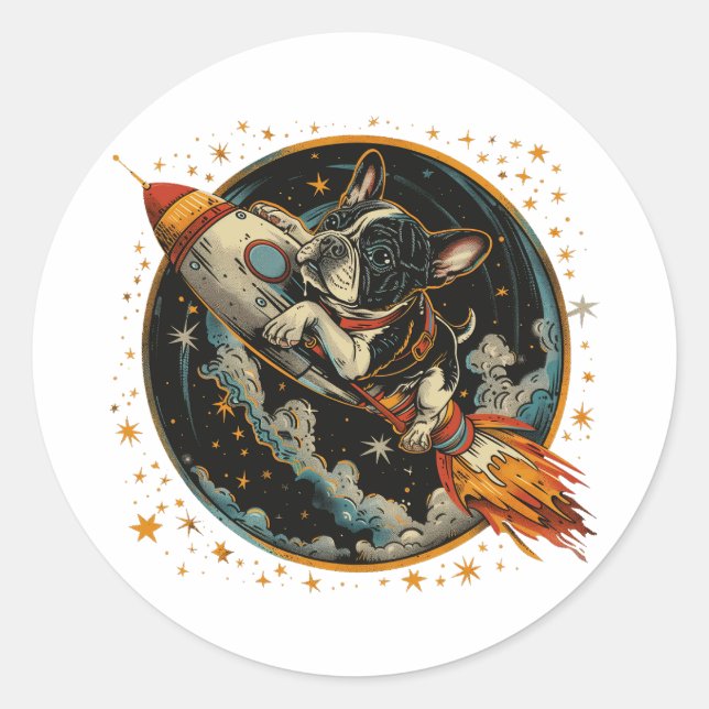 Adesivo Astronauta do Bulldog Francês (Frente)