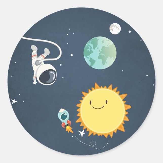 Adesivo Astronauta do Foguete de Envelope do Espaço Exteri (Frente)