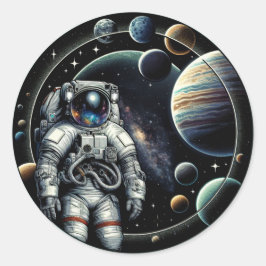 Adesivo Astronauta e Planetas Vintage