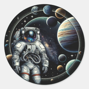 Adesivo Astronauta e Planetas Vintage