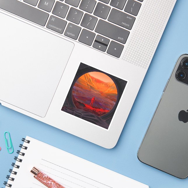 Adesivo Astronauta Em Marte (Notebook com iPhone)