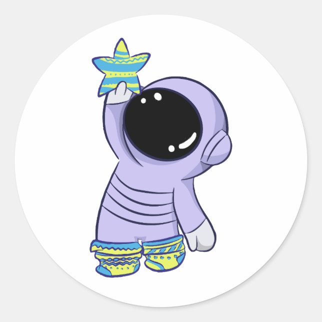 Adesivo Astronauta em meias diferentes (Frente)