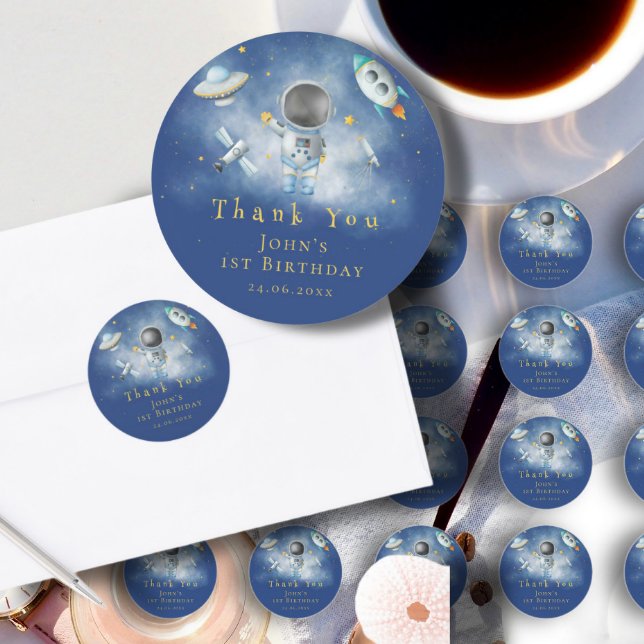 Adesivo Astronauta Espacial Boy fogueira com primeiro aniv (Criador carregado)