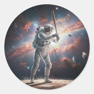 Adesivo Astronauta Espacial Jogando Baseball