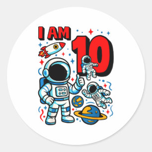 Adesivo Astronauta Eu Tenho 10 Anos de Idade Menino de Ani