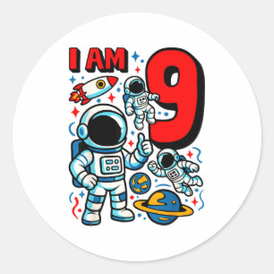 Adesivo Astronauta Eu Tenho 9 Anos de Idade Menino de Aniv