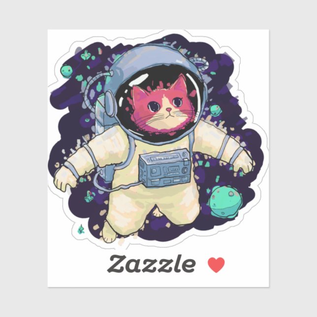 Adesivo Astronauta Gato Colorido (Folha)