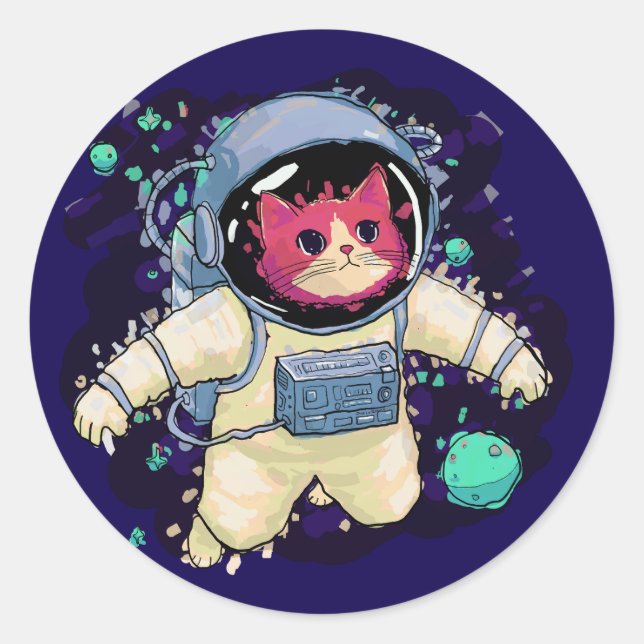 Adesivo Astronauta Gato Colorido (Frente)