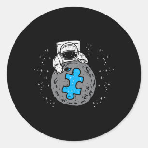 Adesivo Astronauta Lua Peça de Quebra-Cabeça Azul Conscien