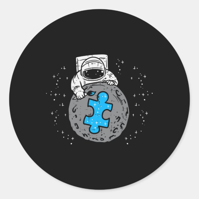Adesivo Astronauta Lua Peça de Quebra-Cabeça Azul Conscien (Frente)