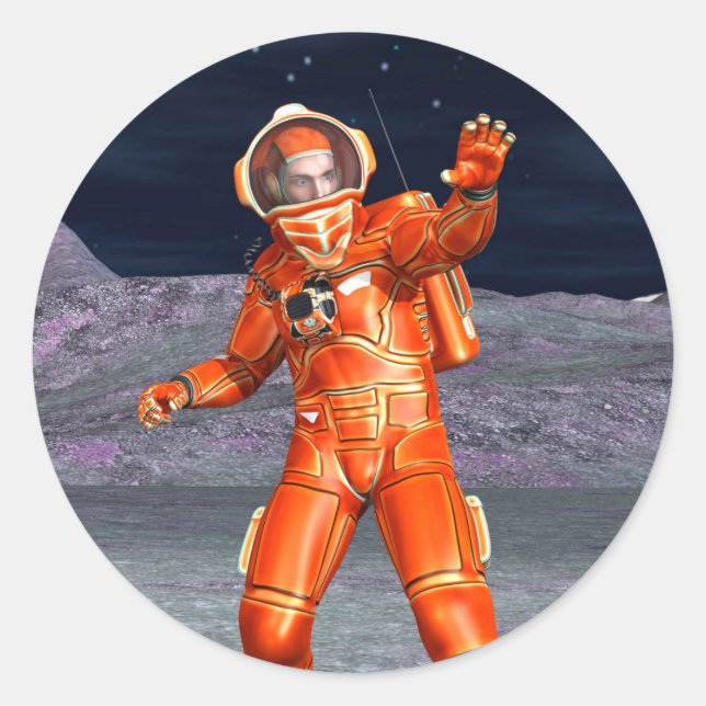 Adesivo Astronauta Mars Space Explorer no Planeta de Alien (Frente)