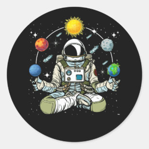 Adesivo Astronauta Meditente Lotus Zen Yoga Planetas