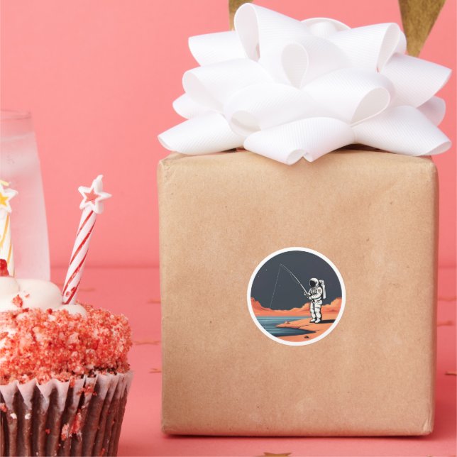 Adesivo Astronauta Modo de Pesca Galáxia Foguete do Espaço (Festa)